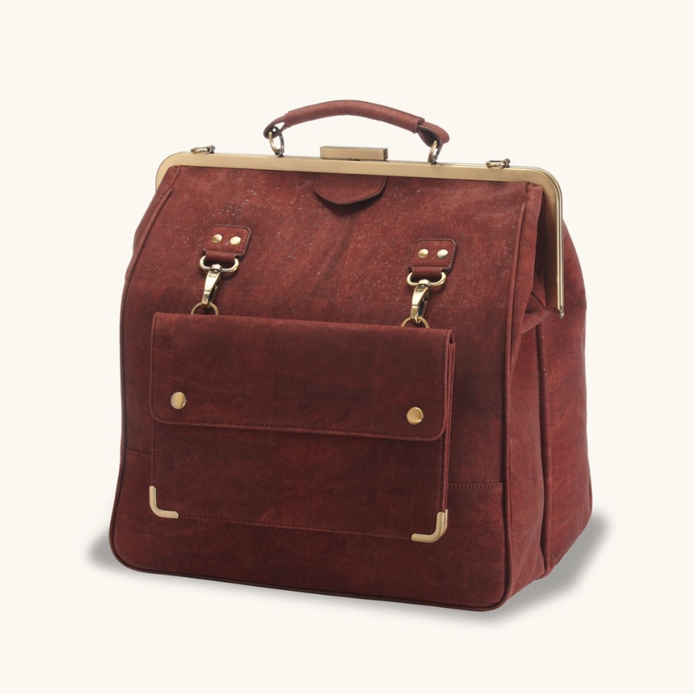 Brown Vintage-Style Backpack with Gold Hardware laflore laflore Paris Toto